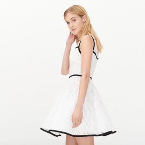 Sandro Paris Randy EU Sz 1 white mesh sleeveless fit flare short dress